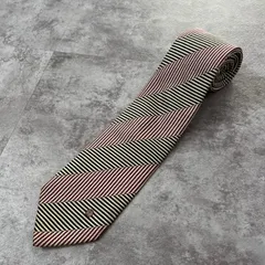 【dunhill】バイカラーストライプネクタイ　黒赤　シルバー