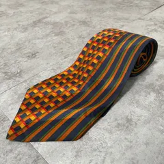 【pierre cardin】切り替えパターンネクタイ　シャドウストライプ　オレンジ　ネイビー　グリーン