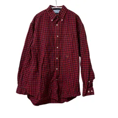 Z1593Tommy Hilfiger トミーヒルフィガー チェックシャツ レッド×ブラック 刺繍 メンズ Mサイズ