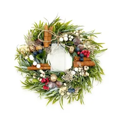 【迅速発送】［ 2025年 mamawreath フラワーリース ］クリスマスリース 冬リース アーティフィシャルフラワー 造花 シャビーグリーン ナチュラル 玄関 ドア 誕生日 記念日 Sサイズ : 20cm (直径)× 7.5cm (厚み) (アドクリ 1