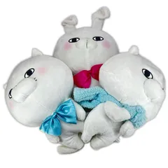 FuRyu 3点 まとめ売り YOSISTAMP うさぎさん ぬこさま ぬいぐるみ   タグ付き