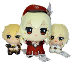 miHoYo 3点 まとめ売り 原神 もっと大きくなったちびぐるみ クレー 旅人 ぬいぐるみ   BANDAI タグ付き