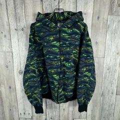 50 FIVE-O ファイブオー 日本製 迷彩 CAMO カモフラ 肉厚 厚地 スウェット スエット フルジップ パーカー メンズ L サイズ