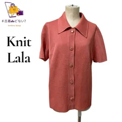 Knit Lala昭和レトロ古着 半袖ニットポロシャツ ピンク ヴィンテージ 金ボタン 上品 希少
