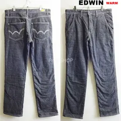 EDWIN　エドウィン　防寒 ストレートデニム　W90cm / L　ストレッチ　裏ボア 起毛　暖パン　ブラック　厚手　メンズ　EXV003