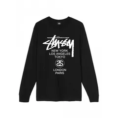 STUSSY（ステューシー） WORLD TOUR L/S TEE ロングスリーブティーシャツ Tシャツ 長袖　ユニセックス 黒