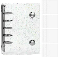 GOKEI シール帳 プラバン 透明 M5サイズ ミニ バインダー 【リフィル×20枚】 クリアバインダー PPシート カードポケット クリア 手帳 プリ帳 カードスリーブ 透明シール帳 クリアラメ M5 0