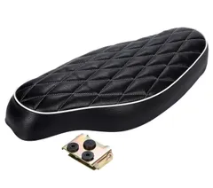 汎用 ダブルシート シート シート 社外品 リトルカブ C90 C70 C50 HONDA (ブラック02（ライン色ホワイト）) バイク カスタム スーパーカブ 用 ホンダ