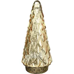 【新品】 ケーアイジャパン クリスマスツリー ガラス製 飾り インテリア装飾 ビジュー LEDランタン ゴールド 直径10×高さ25cm 166238