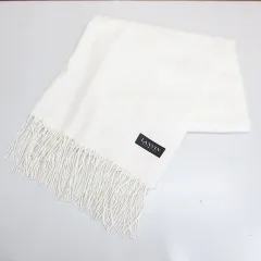 ランバン LANVIN マフラー ストール カシミヤ 白系 ホワイト フリンジ 無地のサムネイル