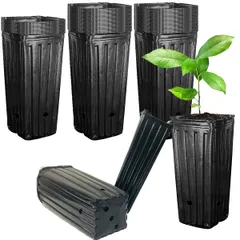 SALUDABLE ポット 育苗ポット プランター 深型 ロング ポリポット 植木鉢 ビニール 苗 (20cm 50個セット) [20cm 50個セット]