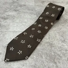 【花柄】小紋花柄ネクタイ　ブラウン