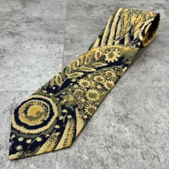 【花柄】和風花柄ネクタイ　ネイビー　ゴールド