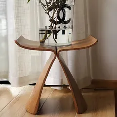 【曲線美が際立つ】バタフライチェア デニッシュモダンデザイン エルム材使用 省スペース 軽量 頑丈 持ち運び便利 屋内/屋外 リビング/バルコニー/パティオに最適