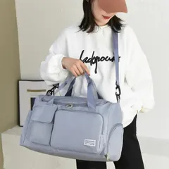 ブルー ボストンバッグ 3way 旅行バッグ シューズ入れ 大容量 トラベル