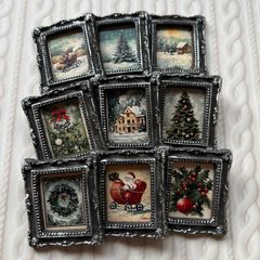 1】ミニチュアフレーム ヴィンテージ切手風 植物図鑑 ブラック - メルカリ