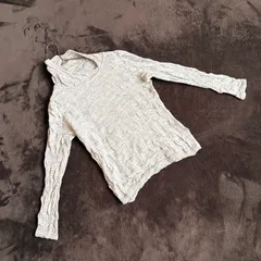 【GIANNI LO GUDICE】デザインネックウェーブ長袖トップス/40/グレー/毛100%