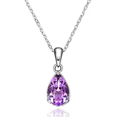 [Cute jewelry　Mei Leaf] 天然 アメジスト 紫水晶 しずく型 シルバー925 ネックレス (あずきチェーン) [あずきチェーン]