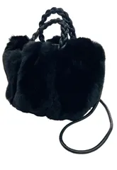 [kanaelun] レディース バッグ もこもこ ふわふわ ショルダー ハンド フェイク ファー ポーチ ２個持ち プレゼント 軽量 大容量 スマホ入れ シンプル ポシェット 春 秋 冬 かばん ソフト サコッシュ (ブラック) [ブラック]