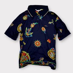 LEONARD レオナールスポーツ ポロシャツ 総柄 マリン ネイビー系 M