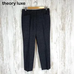 美品 theory luxe セオリーリュクス HOUNDSTOOTH ATRIA 千鳥格子 ウール センタープレス クロップド スラックス テーパードパンツ ダークグレー