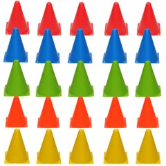 e-na.e-na マーカーコーン サッカー 野球 テニス フットサル 5色 25本セット 23cm カラー 三角 練習コーン ボールスポーツ 団体競技 部活 陸上競技 運動会 スポーツ 