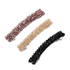 e-na.e-na ヘアアクセサリー バレッタ 入学式 結婚式 ヘアクリップ 髪飾り 髪留め 3個セット ヘアピン バンスクリップ ビーズ ビジュー 上品 シャンパン ゴールド ブラック 
