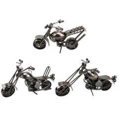 【クローブキューブ】バイク オブジェ 3台セット アイアン製 レトロ ミニチュア 置物 おしゃれ 玄関 飾り (SOUL BLACK) [SOUL BLACK]