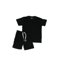 ☆ 80.ブラック ☆ ＬLサイズ ☆ FRUIT OF THE LOOM パイルルームウェア上下セット フルーツオブザルーム ルームウェア FRUIT OF THE LOOM セットアップ 上下セット 半袖 パイルルームウェア ショートパンツ