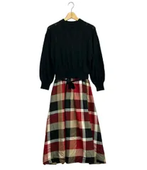 ブルーレーベルクレストブリッジ 長袖ワンピース チェック 切替ニットワンピース レディース SIZE 36 (S) BLUE LABEL CRESTBRIDGE