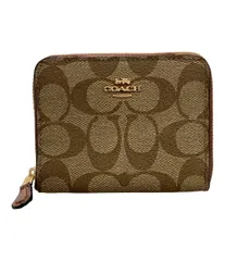 シグネチャー コーチ ラウンドファスナー二つ折り財布 PVC キャンバス レザー F30308 レディース COACH