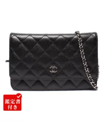 美品 シャネル チェーンショルダーウォレット シルバー金具 キャビアスキン レディース CHANEL