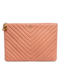 レザークラッチバッグ ココマーク  フクロウ ゴールド金具 シェブロン Ｖステッチ キャビアスキン レディース CHANEL