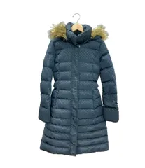 トミーヒルフィガー フェイクファードット柄ナイロンロングダウンコート アウター ジャケット レディース SIZE S TOMMY HILFIGER