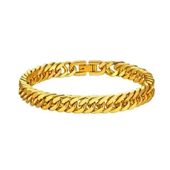 【REG8】喜平ブレスレット メンズ レディース ユニセックス サージカルステンレス 18mm/21mm 幅 太めチェーン ストリート ファッション ギフト プレゼント 人気 当店オリジナルギフトセット (ゴールド, 21㎝) [ゴールド] [21㎝]