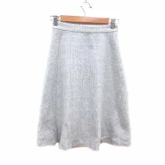 ナチュラルビューティーベーシック NATURAL BEAUTY BASIC フレアスカート ひざ丈 ツイード チェック XS ライトグレー /YK