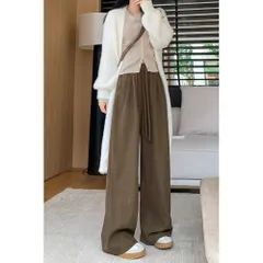 ☆ ダークブラウン×ロング ☆ L ☆ ワイドパンツ ポケット付き レディース 秋冬 カジュアルパンツ レディース ワイドパンツ レディースパンツ ロングパンツ 長ズボン ズボン ずぼん ボトムス パンツ 秋冬 おしゃれ オシャレ 秋 冬 通勤 通学 ゆったり