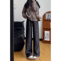 ☆ ダークグレー×レギュラー ☆ XL ☆ ワイドパンツ ポケット付き レディース 秋冬 カジュアルパンツ レディース ワイドパンツ レディースパンツ ロングパンツ 長ズボン ズボン ずぼん ボトムス パンツ 秋冬 おしゃれ オシャレ 秋 冬 通勤 通学