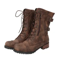 ☆ ブラウン ☆ 36(23cm) ☆ ショートブーツ レディース ブーツ マーティン ローヒール ブーツ レディース 編み上げ ショートブーツ レースアップブーツ 編み上げブーツ フェイクレザー ローヒール 歩きやすい 紐 ひも 袴 卒業式 レースアップ