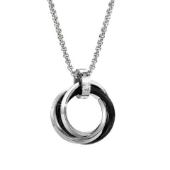 CREATERA [クレアテラ] 2WAYで魅せる サングラスホルダー ネックレス メンズ レディース 3連リング ジルコニア ペンダント 長さ60cm 金属アレルギー対応 サージカルステンレス316L おしゃれ プレゼント ユニセックス ギフト （ブラック 