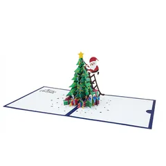 CAWKAY 3Dクリスマスカード クリスマスツリー 立体ポップアップカード 折りたたみ 記念日 飛び出すカード サンタ お祝い ギフト 