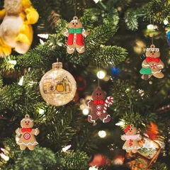 【クリスマス飾り】ジンジャーブレッドマン オーナメント 12個セット ヴィンテージ風 PVC製 吊り下げ デコレーション 結婚式 バレンタイン 感謝祭 パーティー