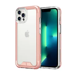 【 ZIZO 】 iPhone 13 Pro Max (6.7インチ) ケース カバー 耐衝撃 衝撃吸収 米軍MIL規格 強化ガラス保護フィルム付属 ハイブリッド (ポリカーボネイト × TPU) ION シリーズ 【 ロー [ローズ・ゴールド / クリアー]
