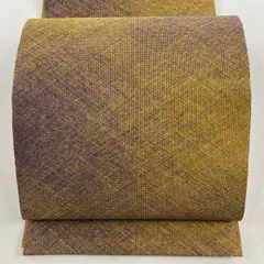 【美品】 名古屋帯 秀品 トンネル仕立て 八寸名古屋帯 幾何学模様 金糸 山吹茶色 正絹 【中古】