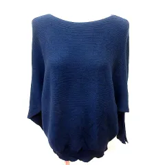 ビス ViS ニット カットソー Uネック 長袖 F 紺 ネイビー /RT