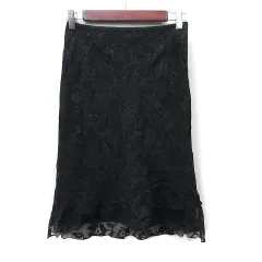 インディヴィ INDIVI マーメイドスカート ミモレ ロング 花柄 36 S 黒 ブラック /YI