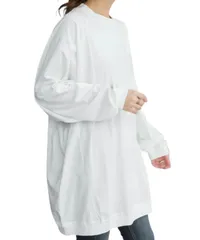 [Dep Club] オーバーサイズ トレーナー レディース 秋冬 クルーネック 長袖 体型カバー ゆったり シンプル 無地 スウェット トップス コットン 綿100％ カジュアル かわいい 大きいサイズ (JP, アルファベット [オフホワイト] [M-L]