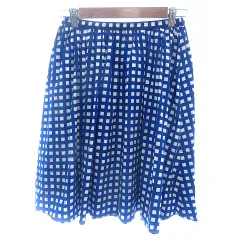 アーバンリサーチ ドアーズ URBAN RESEARCH DOORS ギャザースカート ひざ丈 ギンガムチェック ONE 青 ブルー /AU