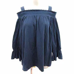 ジーユー GU ブラウス 2way オフショルダー 七分袖 L 紺 ネイビー /YK ●RY