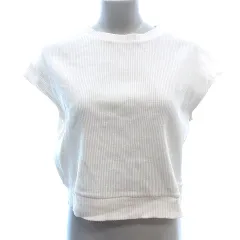 ケイビーエフ KBF アーバンリサーチ ニット カットソー ラウンドネック リブ フレンチスリーブ ONE M アイボリー 白 ホワイト /AU